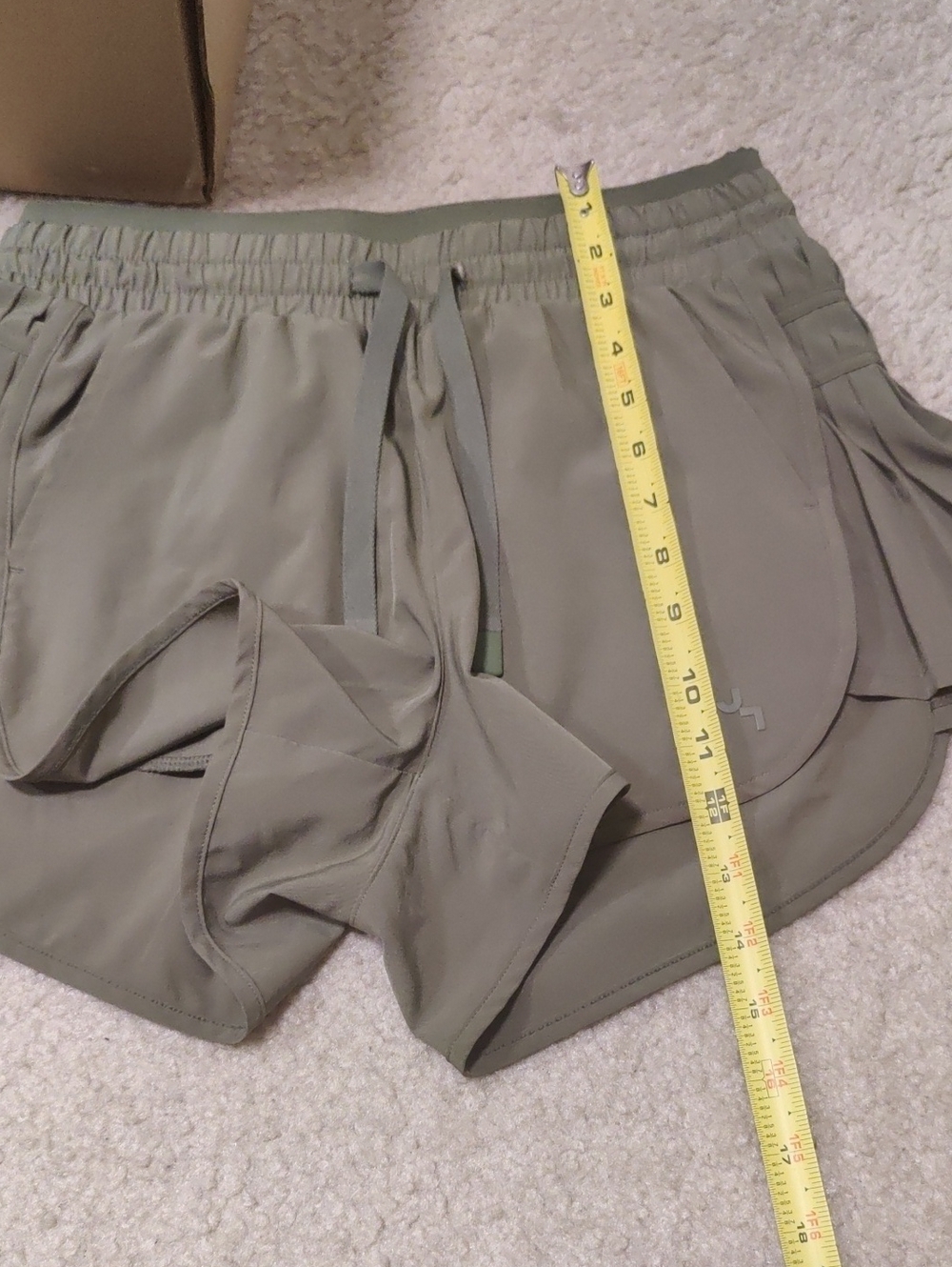 JoyLab Olive Green Athletic Shorts Side Pleats Drawstring Y2K Hippie Sports Retr - Picture 11 of 14